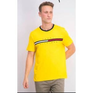 Tommy Hilfiger Men’s Yellow Logo Short Sleeve T-Shirt Size XL
